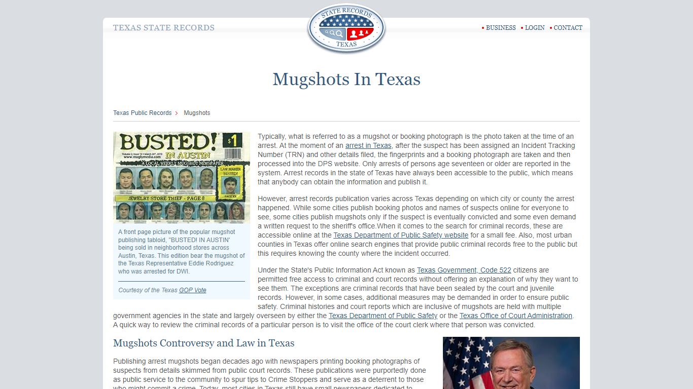 Mugshots In Texas - State Records